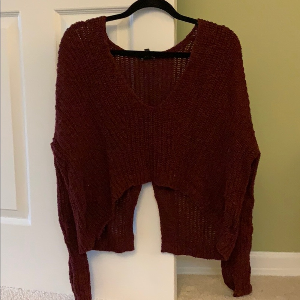 Burgundy crop sweater